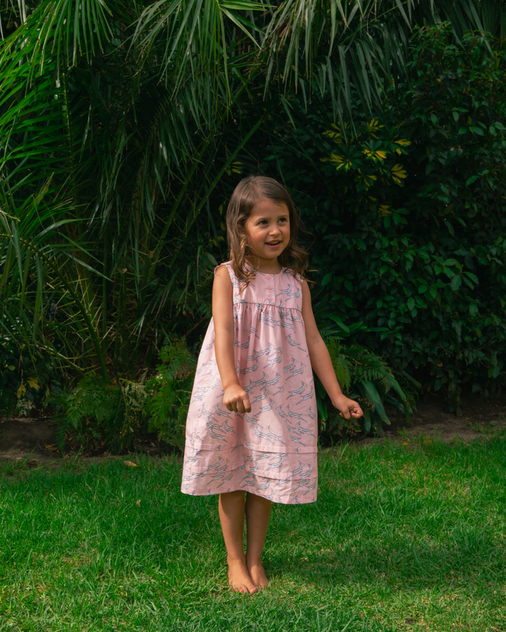 Girls Nighty - Custom Springboks Blue Jumping Bok on Pink