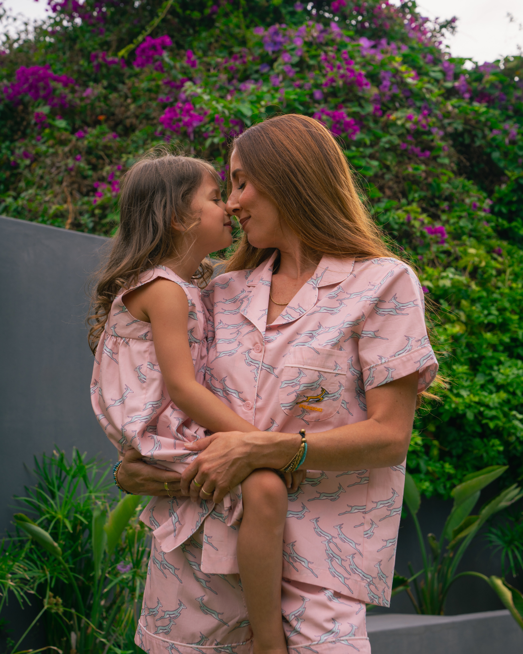 Girls Nighty - Custom Springboks Blue Jumping Bok on Pink