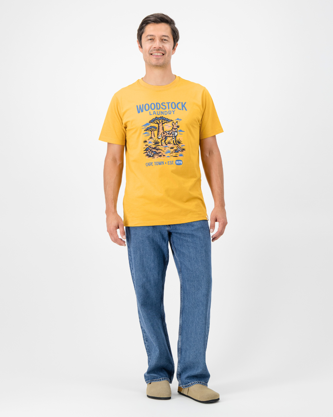 Mens T-Shirt - Wild Dog on Mustard