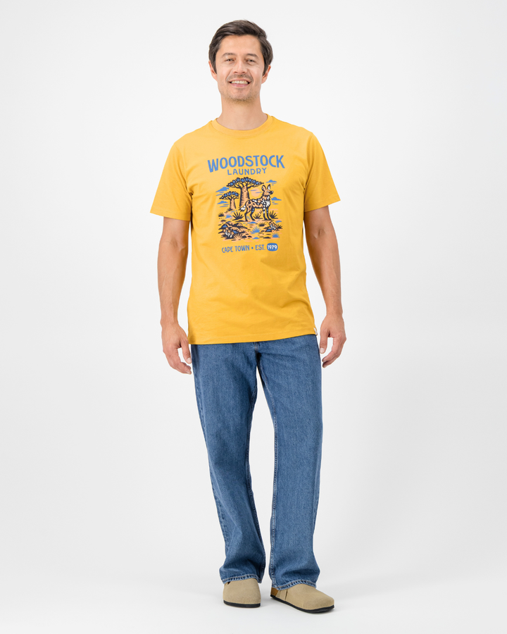Mens T-Shirt - Wild Dog on Mustard
