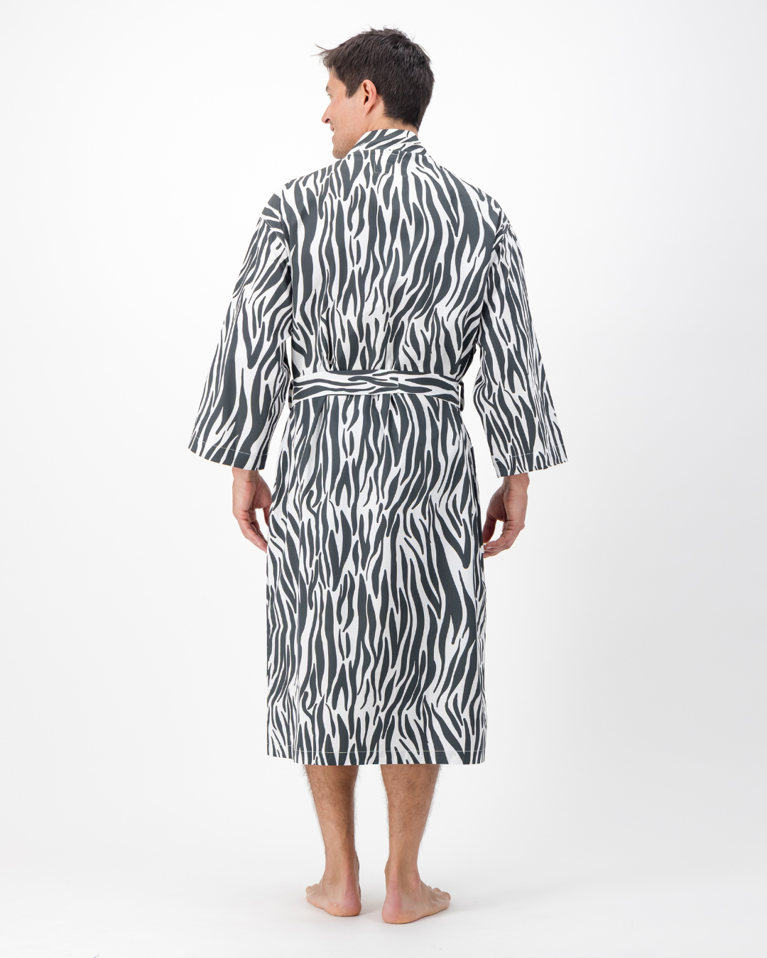 Adults Kimono - Black Zebra Print on White