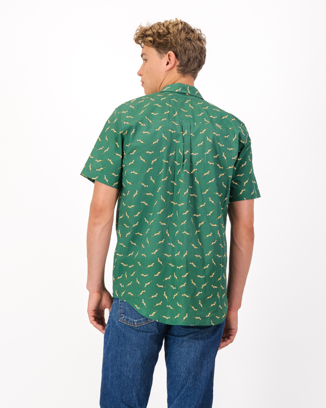 Mens Holiday Shirt - Custom Springboks Yellow Bok on Green