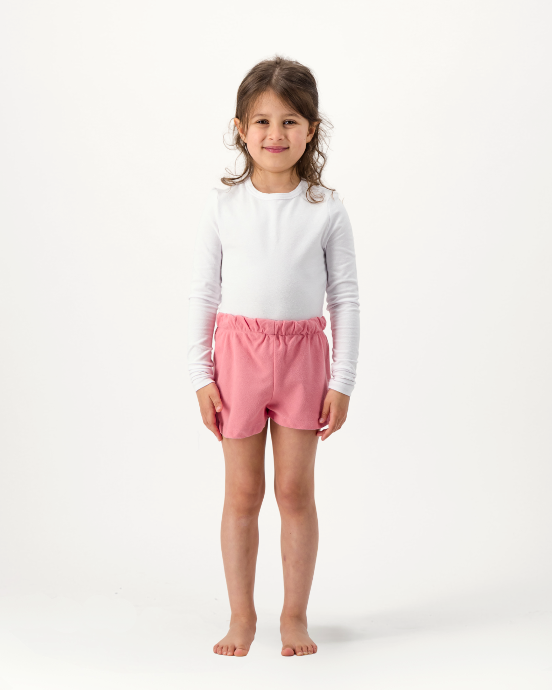 Girls Long Sleeve Sleep Shirt and Shorts Set - Plain Pink