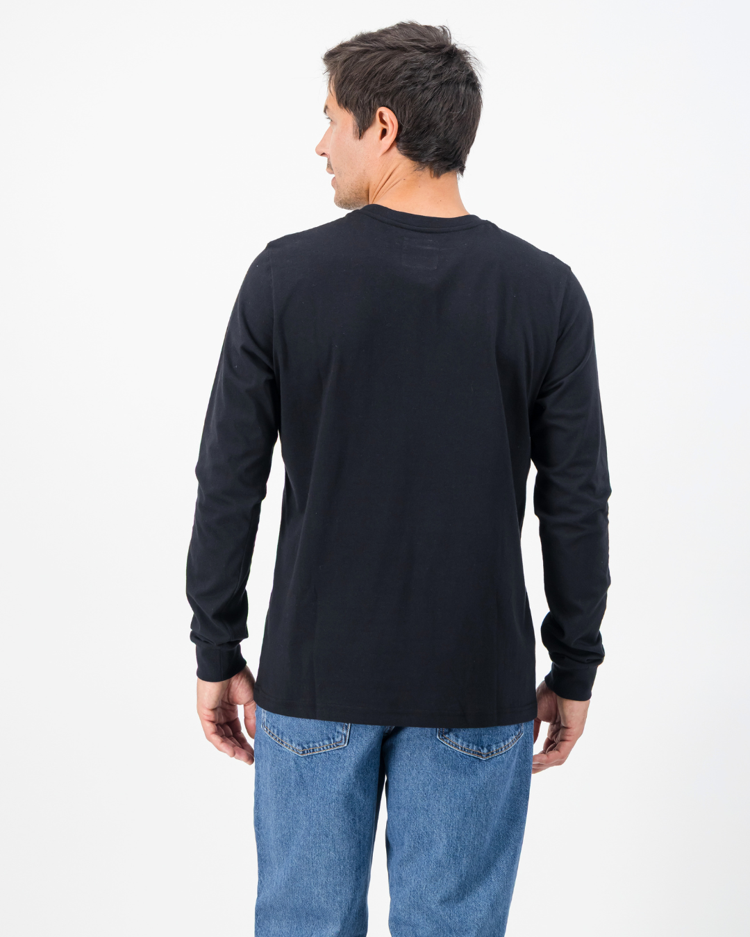Mens Long-Sleeve T-Shirt - White Leopard Palm on Black