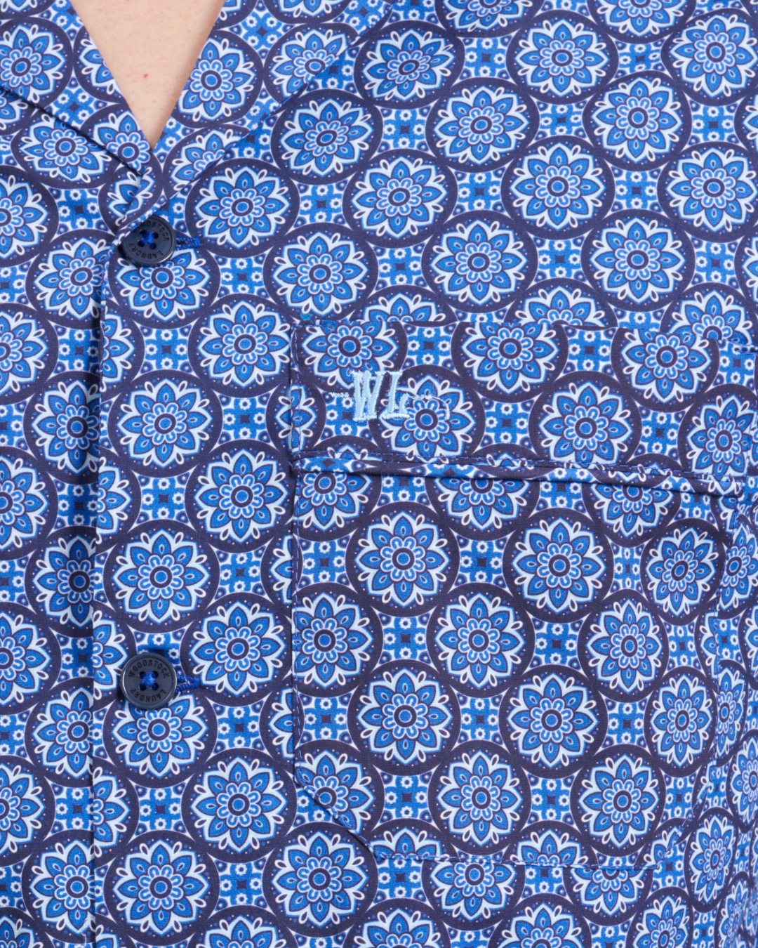 Mens Short Pyjamas - Indigo Floral on Navy