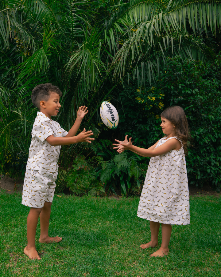 Girls Nighty - Custom Springboks Yellow Bok on White