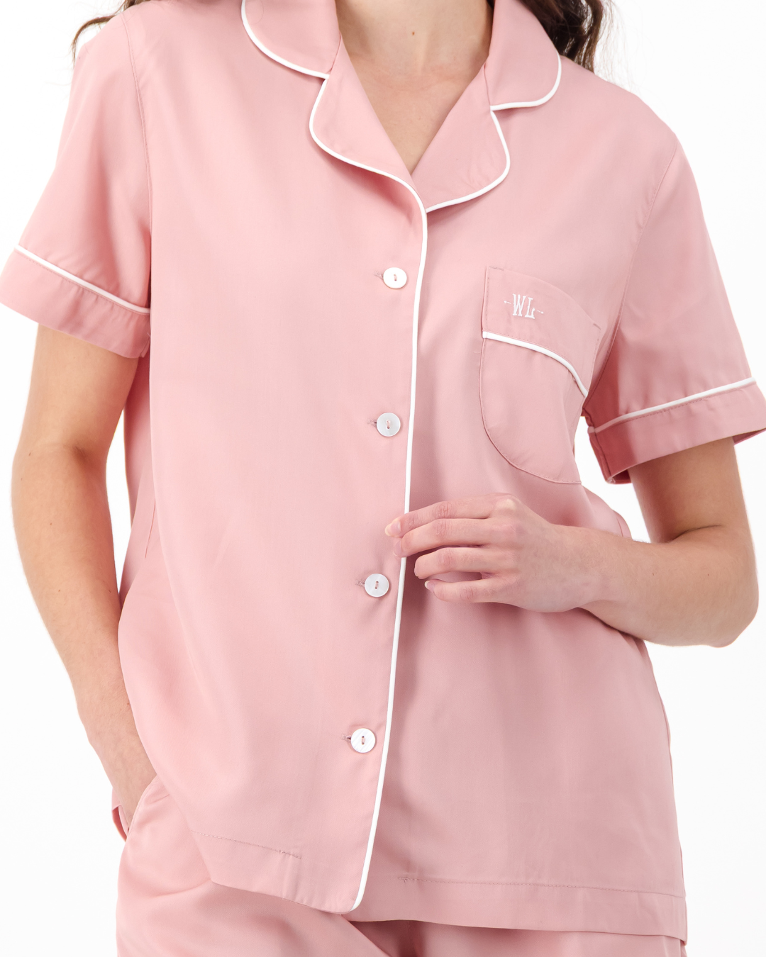 Womens Tencel Short Pyjama Set - Plain Pink