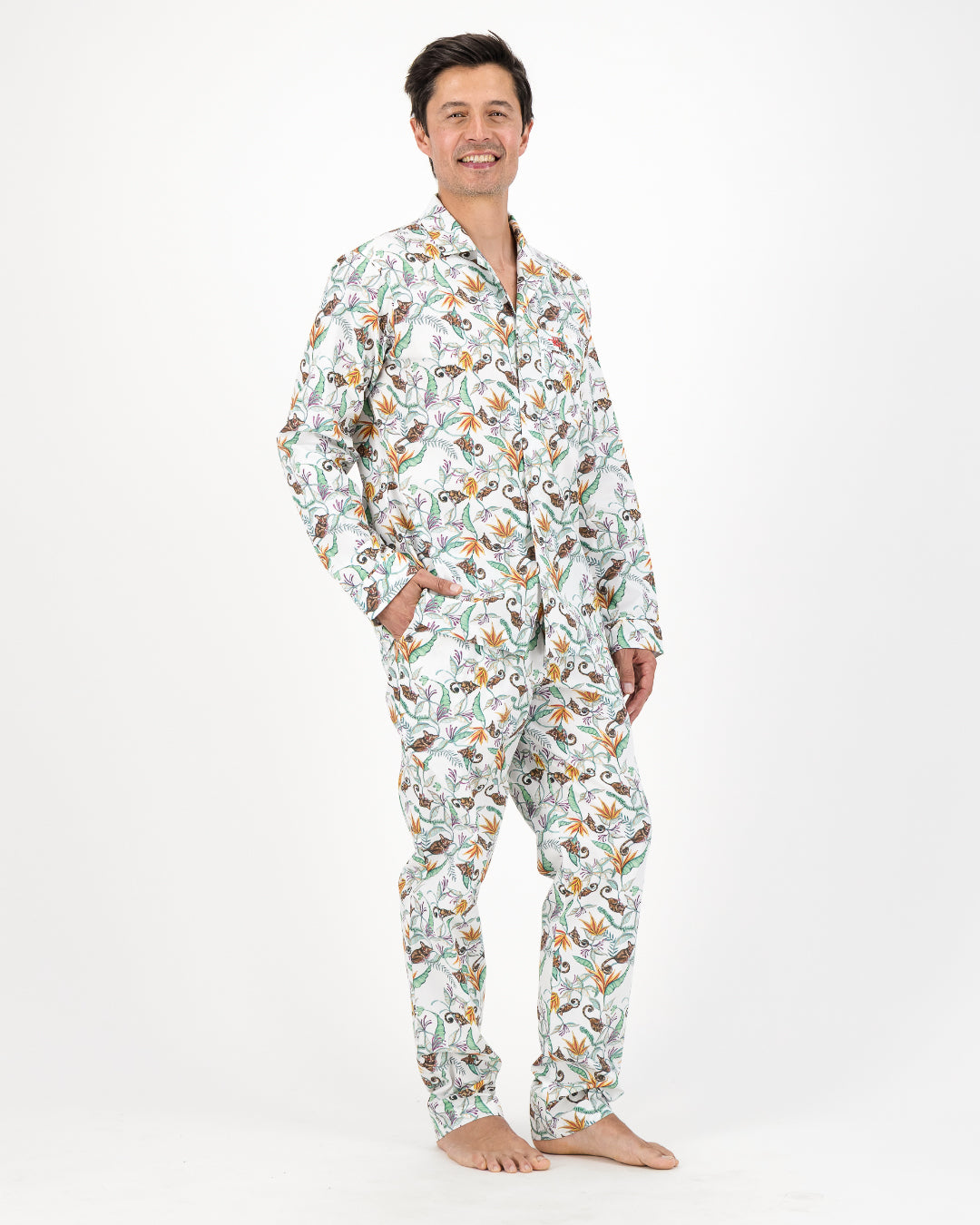 Mens Long Pyjamas - Nag Apies on White