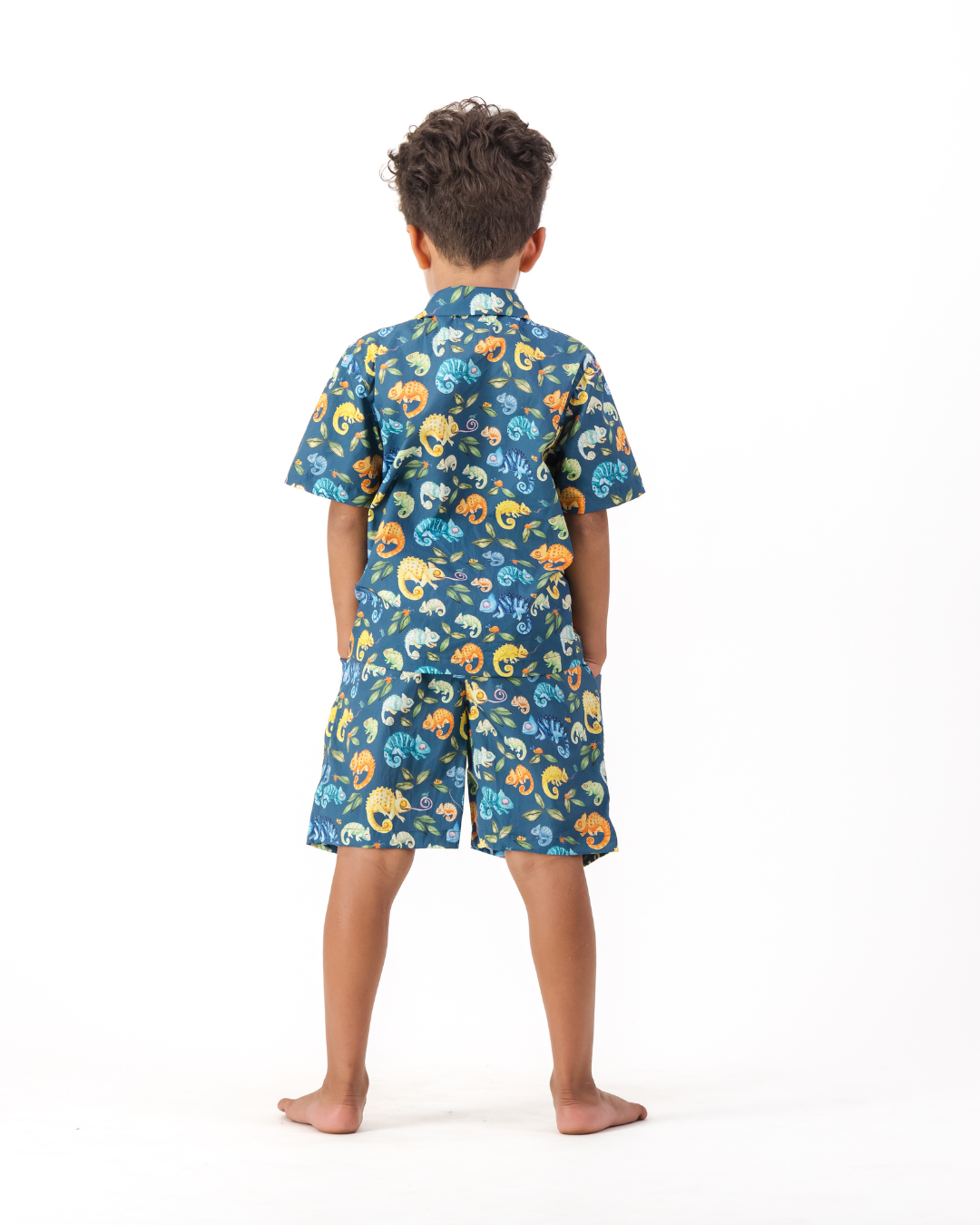 Boys Short Pyjamas - Chameleons on Blue