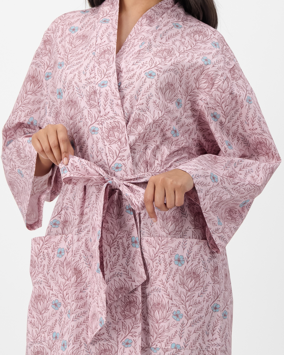 Adults Kimono - Proteas on Pink