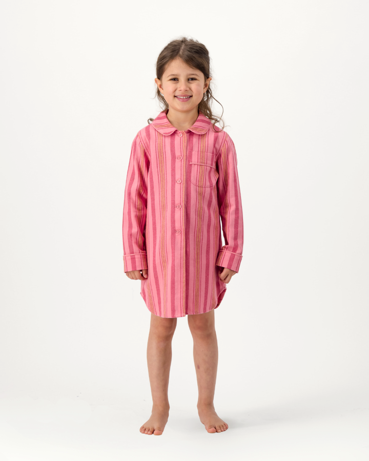 Girls Long Sleeve Sleep Shirt and Shorts Set - Jett on Pink