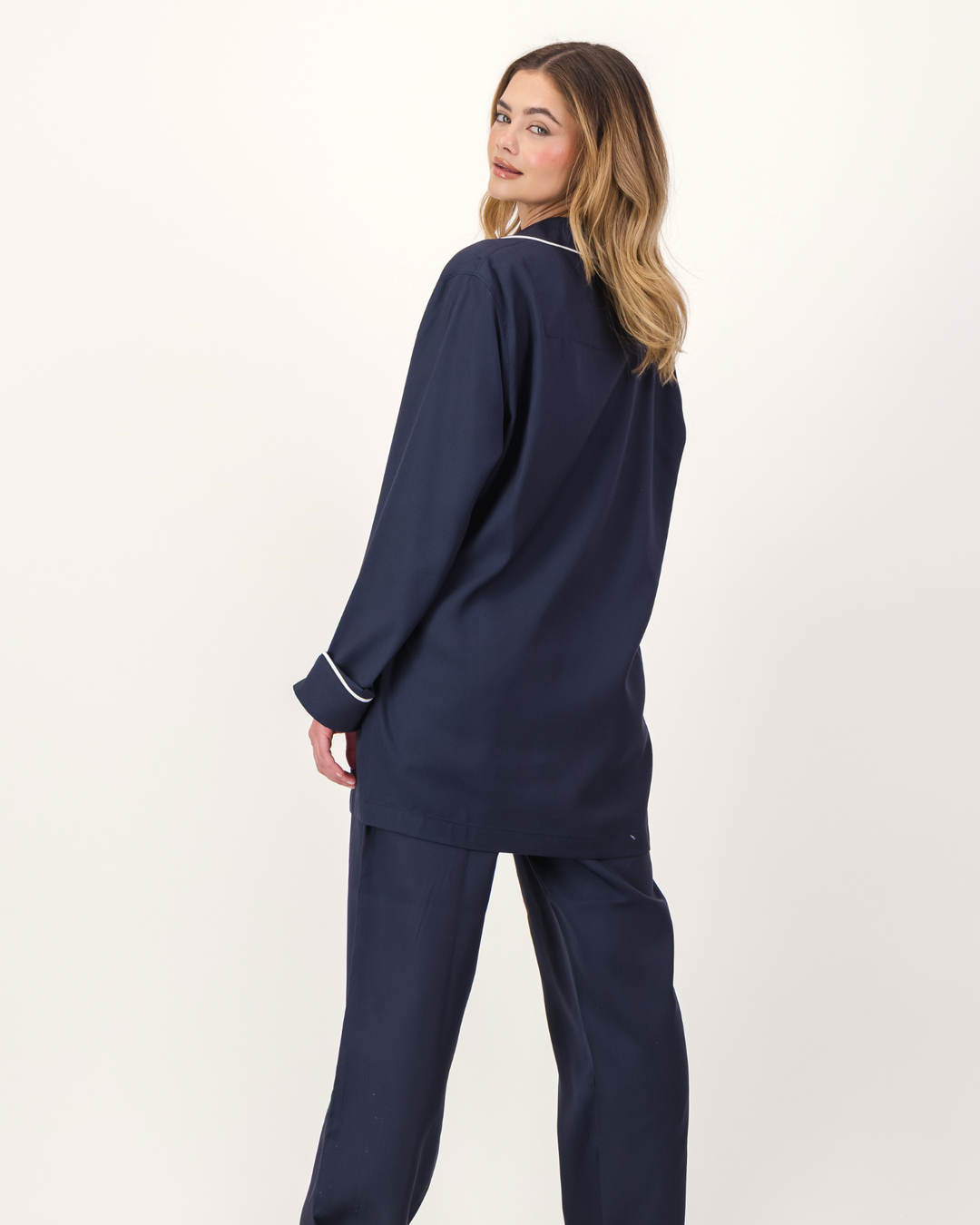 Womens Long Pyjamas - Tencel - Navy