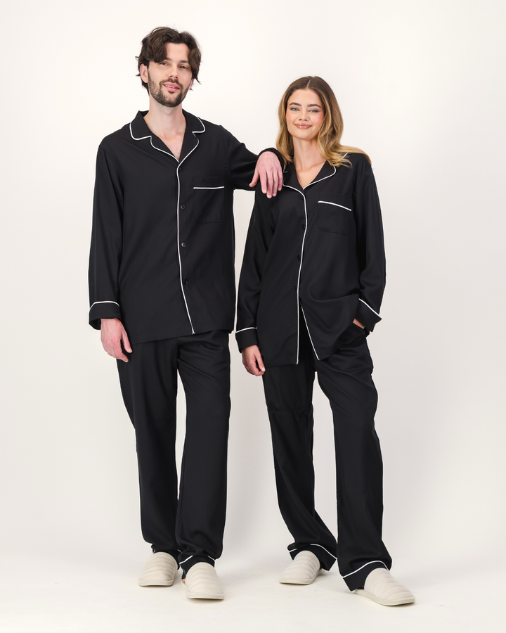 Womens Long Pyjamas - Tencel - Black