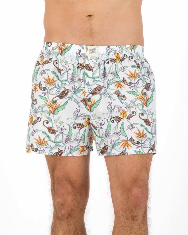 Mens Boxer Shorts - Nag Apies on White