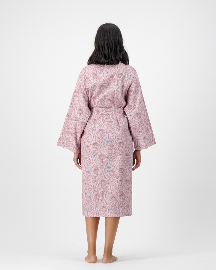 Adults Kimono - Proteas on Pink