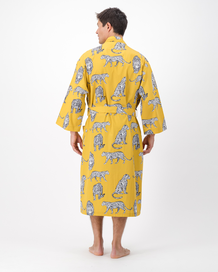 Adults Kimono - Mono Leopard on Mustard