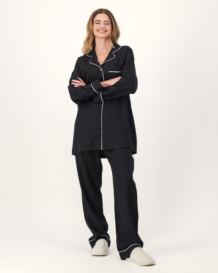 Womens Long Pyjamas - Tencel - Black