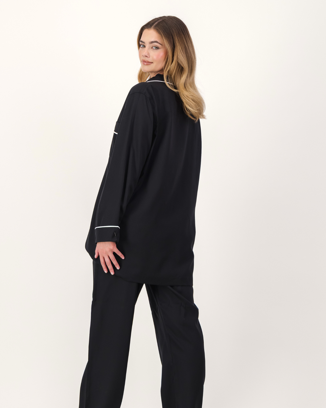 Womens Long Pyjamas - Tencel - Black