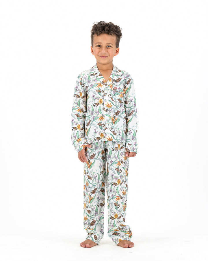 Boys Long Pyjamas - Nag Apies on White