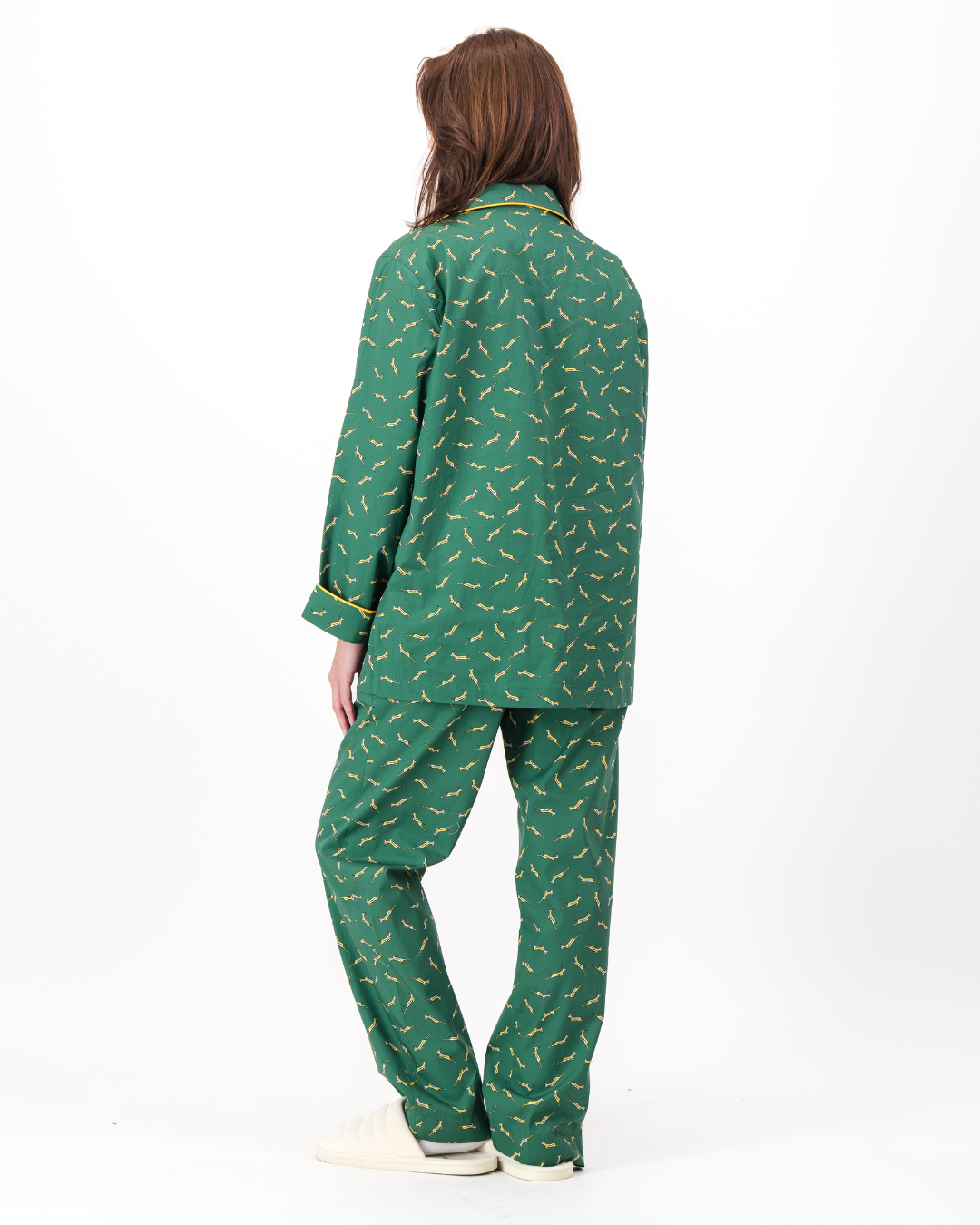 Womens Long Pyjamas - Custom Springboks Yellow Bok on Green