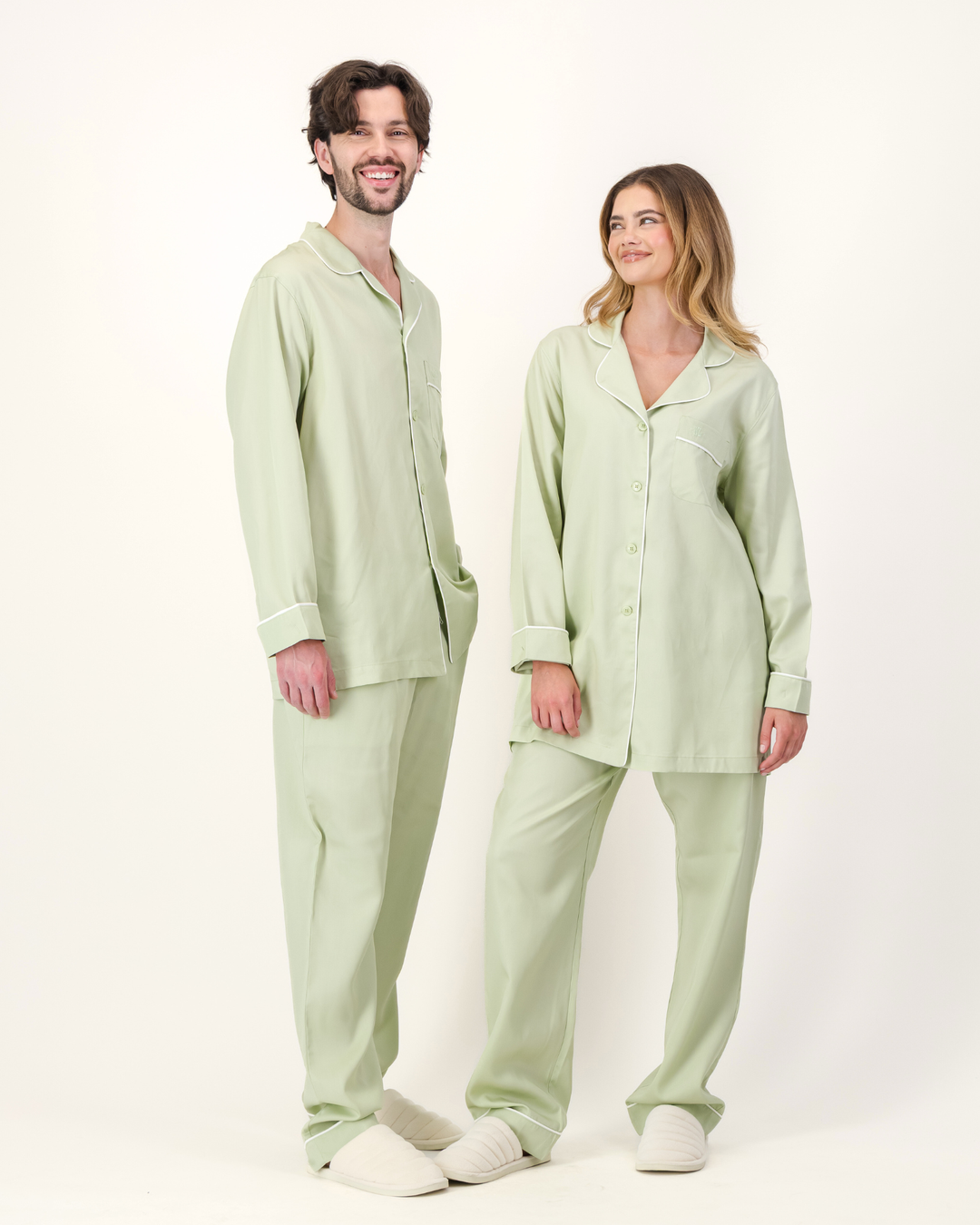 Womens Long Pyjamas - Tencel - Sage