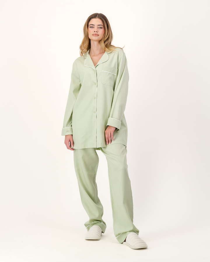 Womens Long Pyjamas - Tencel - Sage