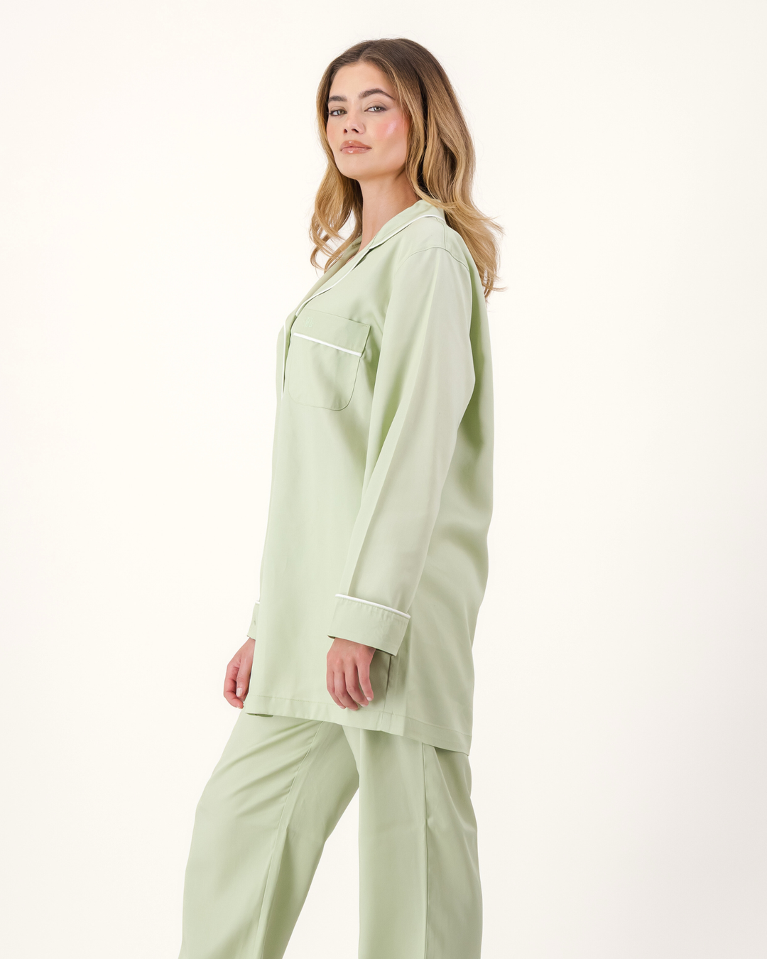 Womens Long Pyjamas - Tencel - Sage