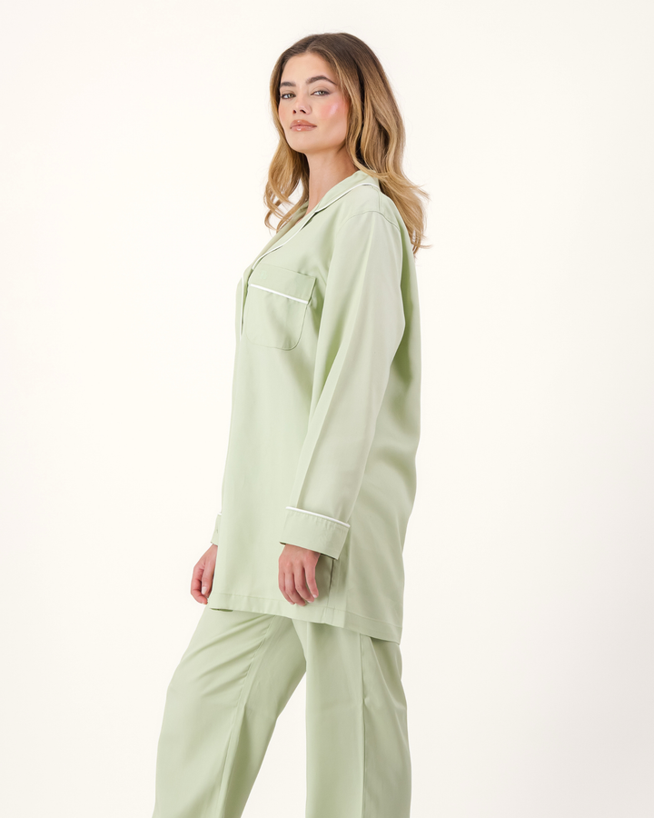 Womens Long Pyjamas - Tencel - Sage