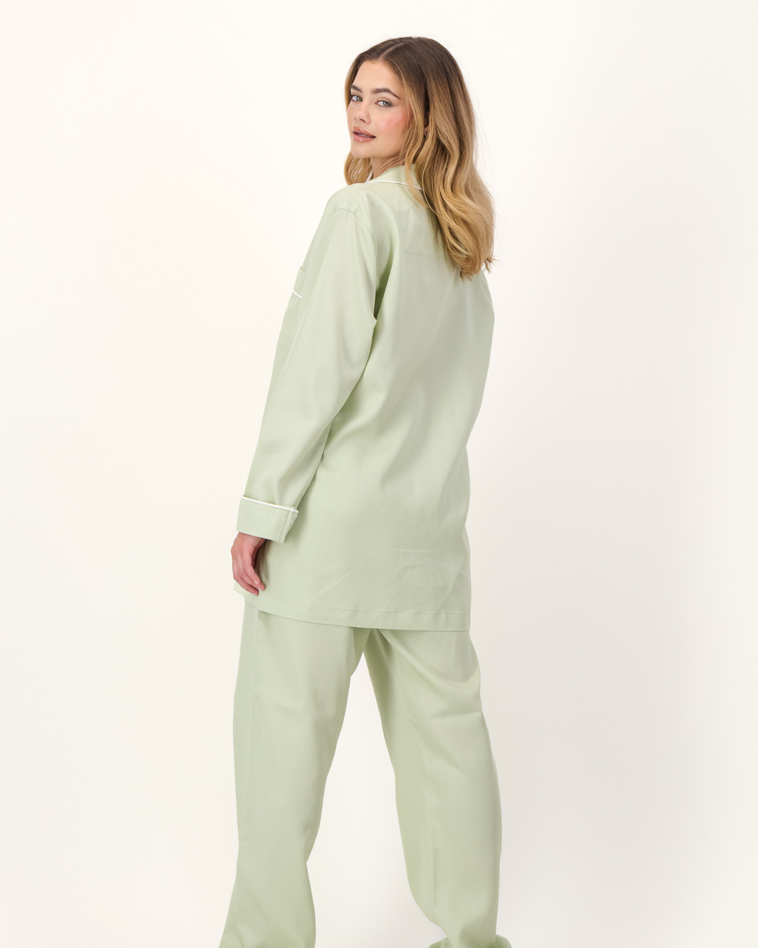 Womens Long Pyjamas - Tencel - Sage