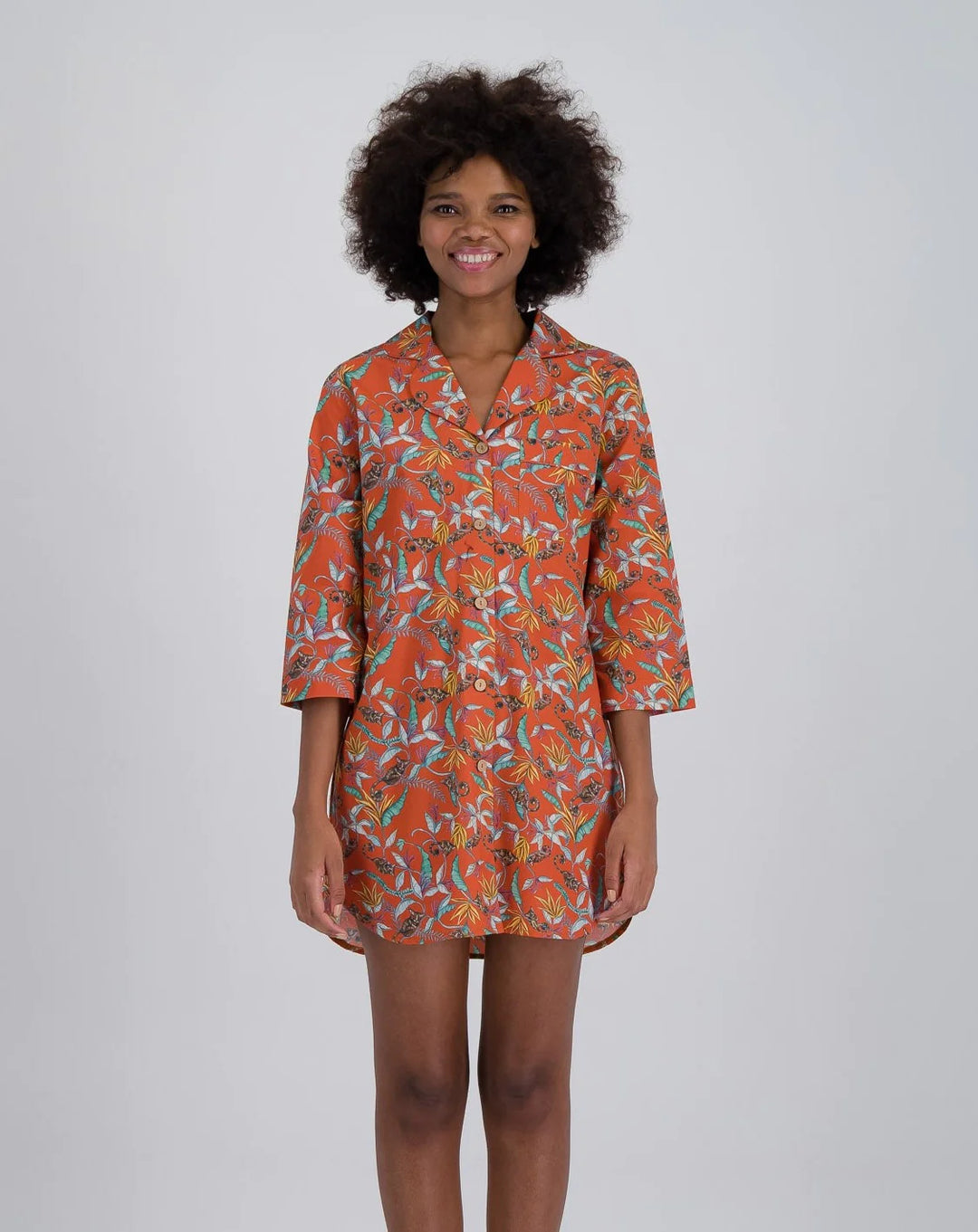 Womens Sleepshirt - Nag Apies on Orange