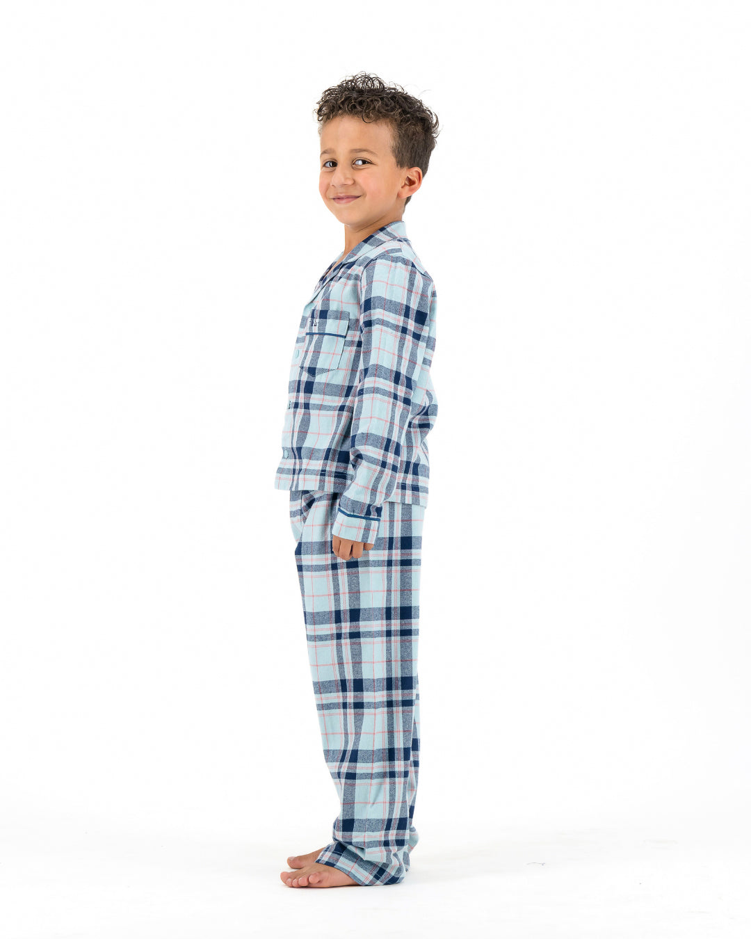 Kids Long Pyjamas - Billy on Turquoise