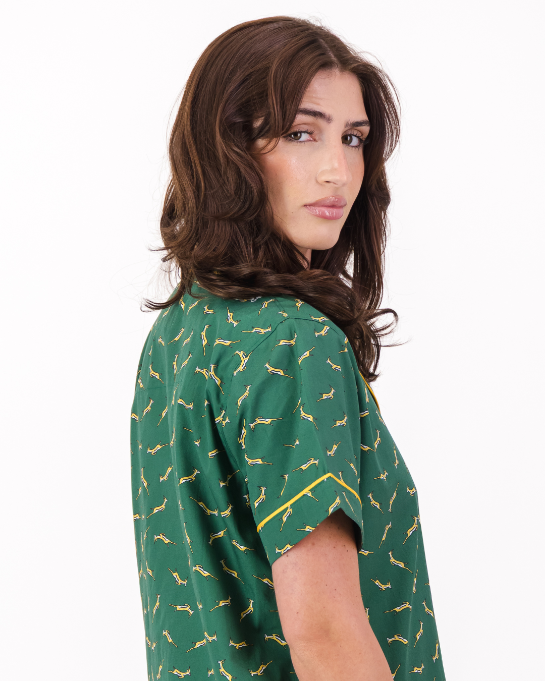 Womens Short Pyjamas - Custom Springboks Yellow Bok on Green