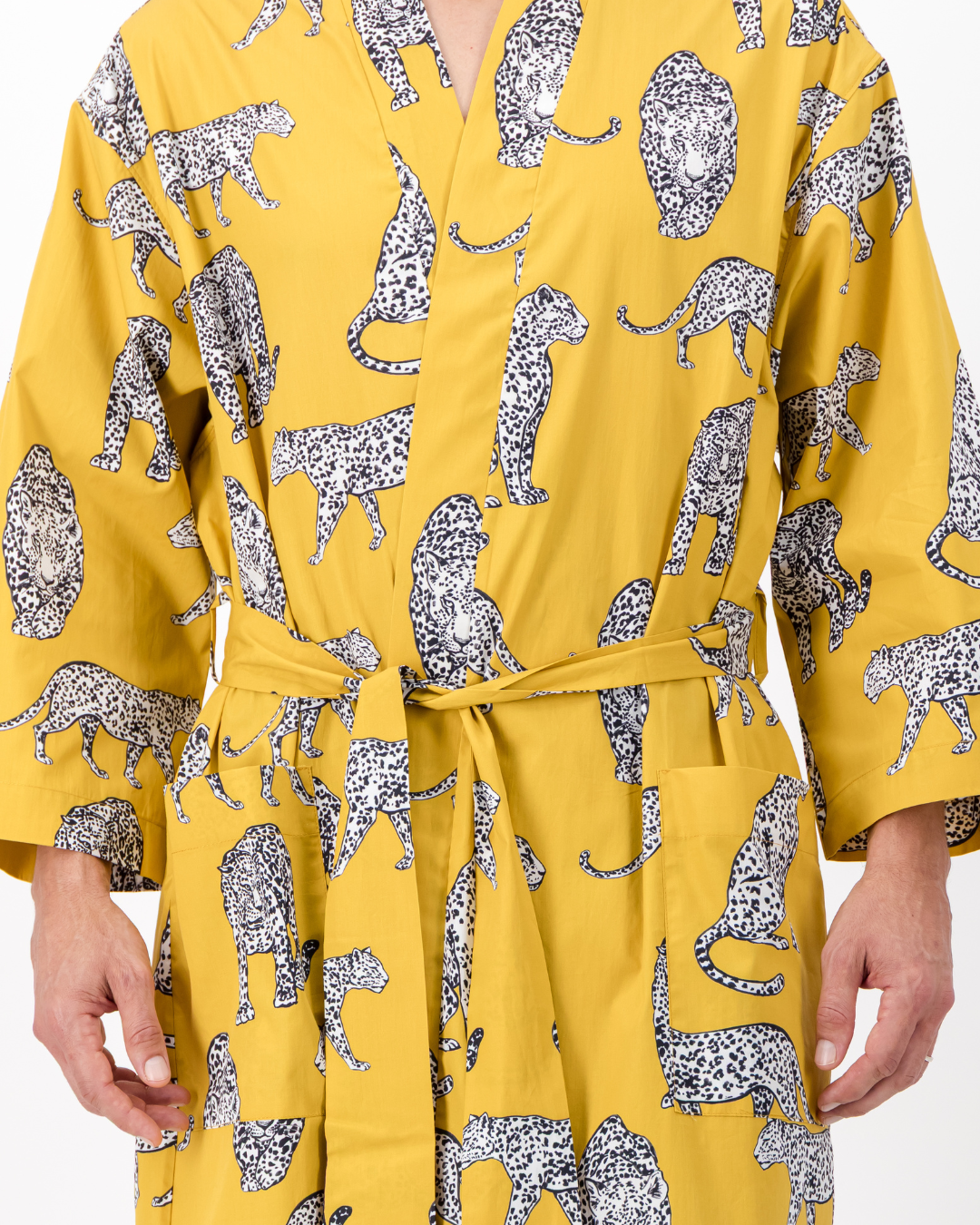 Adults Kimono - Mono Leopard on Mustard