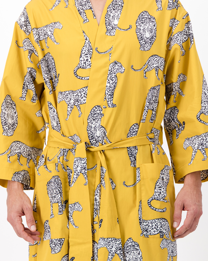 Adults Kimono - Mono Leopard on Mustard