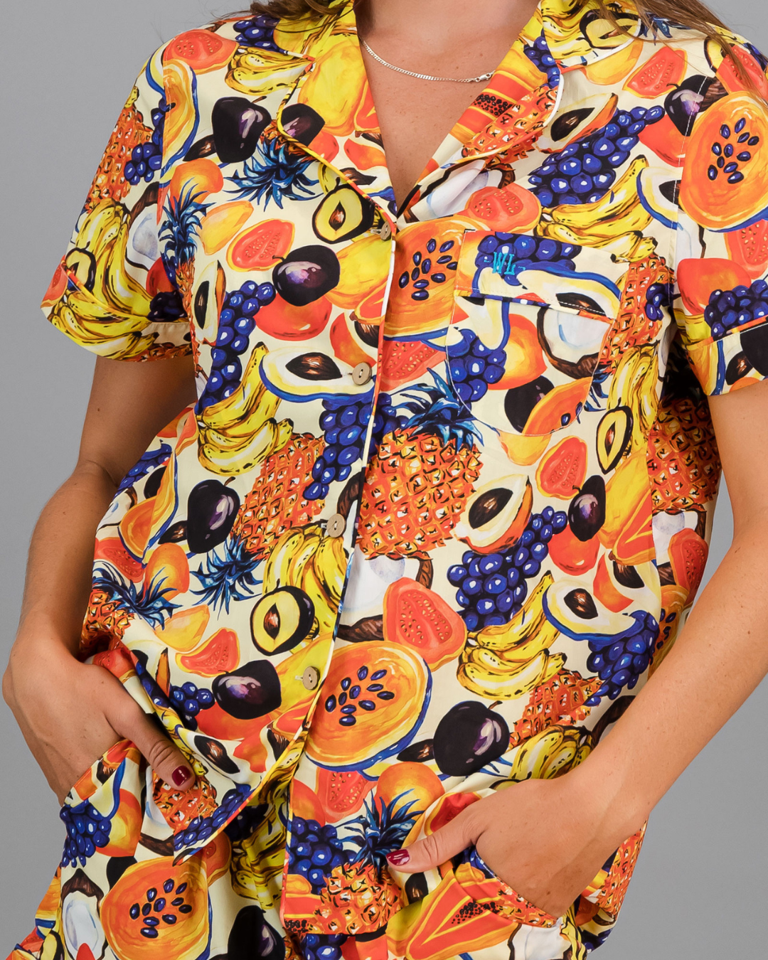 Womens Short Pyjamas - Tuti Fruti on Black