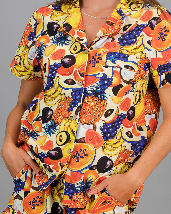 Womens Short Pyjamas - Tuti Fruti on Black