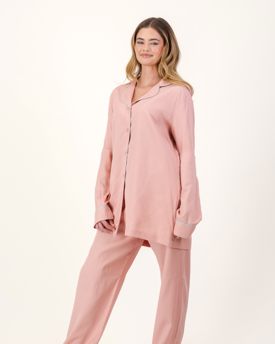 Womens Long Pyjamas - Tencel - Pink