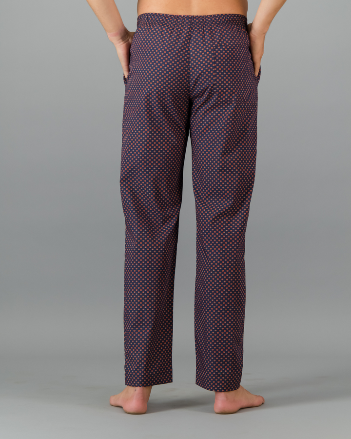 Mens Lounge Pants - Red Poppy Circles on Navy