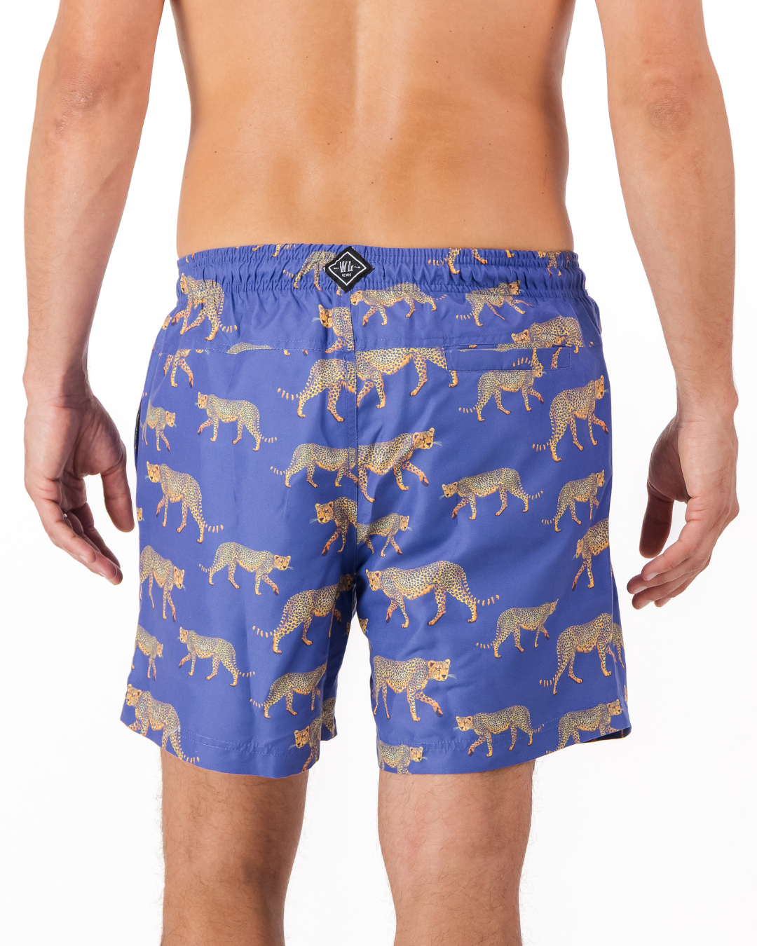 Mens Swim Shorts - Cheetahs on Blue