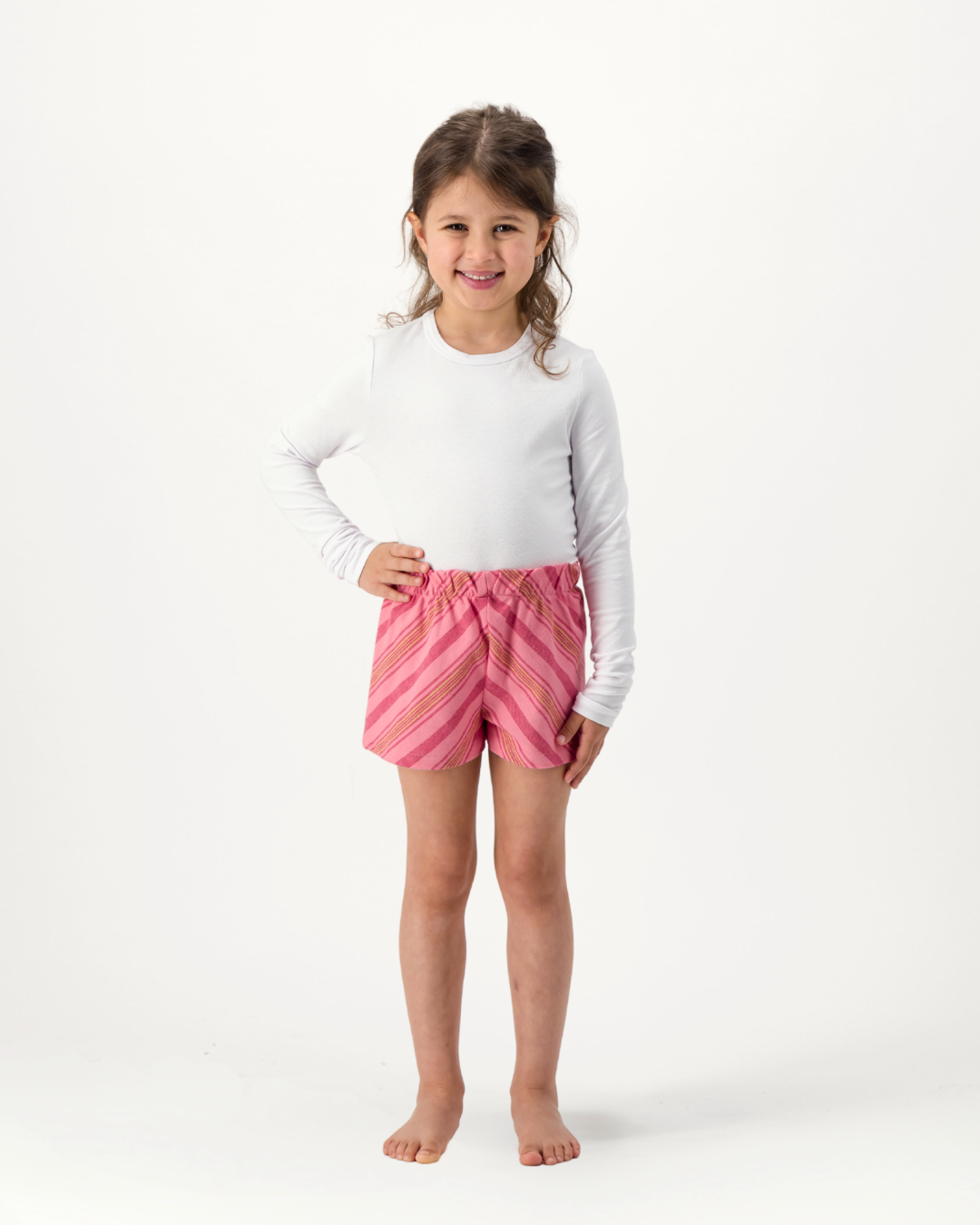Girls Long Sleeve Sleep Shirt and Shorts Set - Jett on Pink