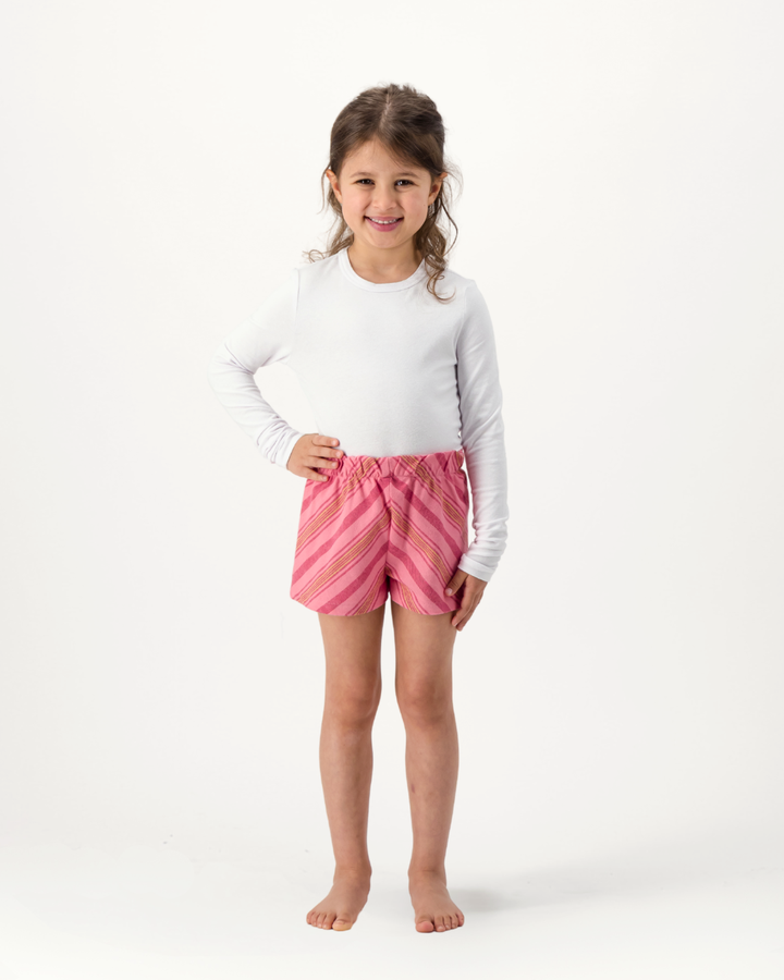 Girls Long Sleeve Sleep Shirt and Shorts Set - Jett on Pink