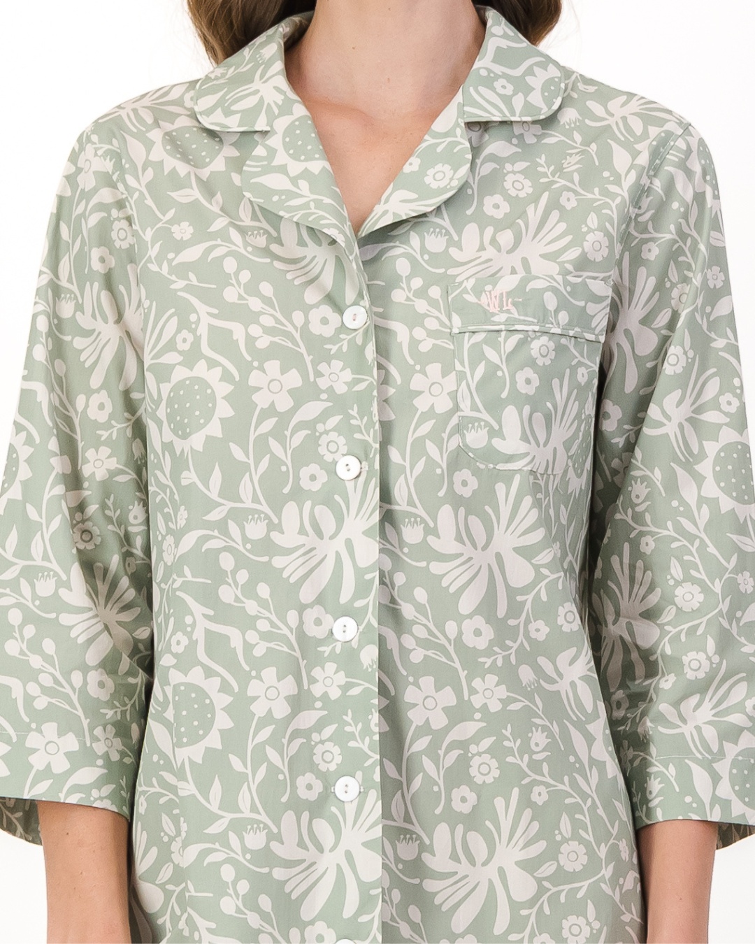 Womens Sleepshirt - Milk Sunflowers on Sage