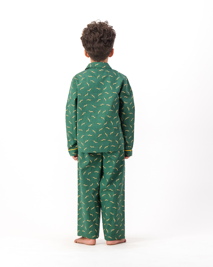 Boys Long Pyjamas - Custom Springboks Yellow Bok on Green