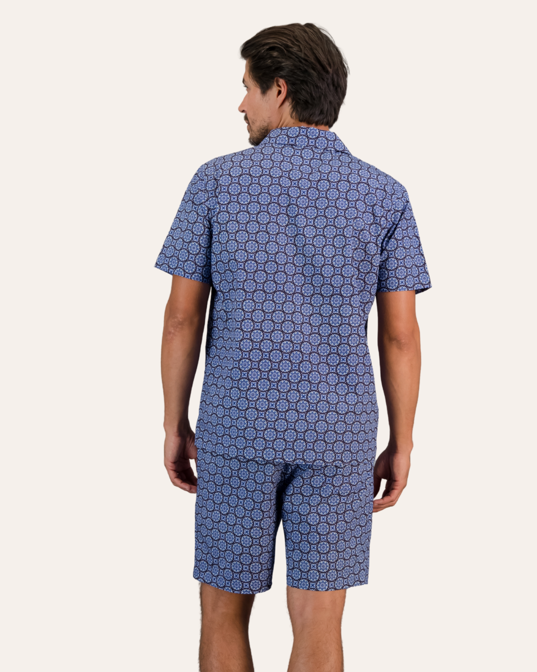 Mens Short Pyjamas - Indigo Floral on Navy