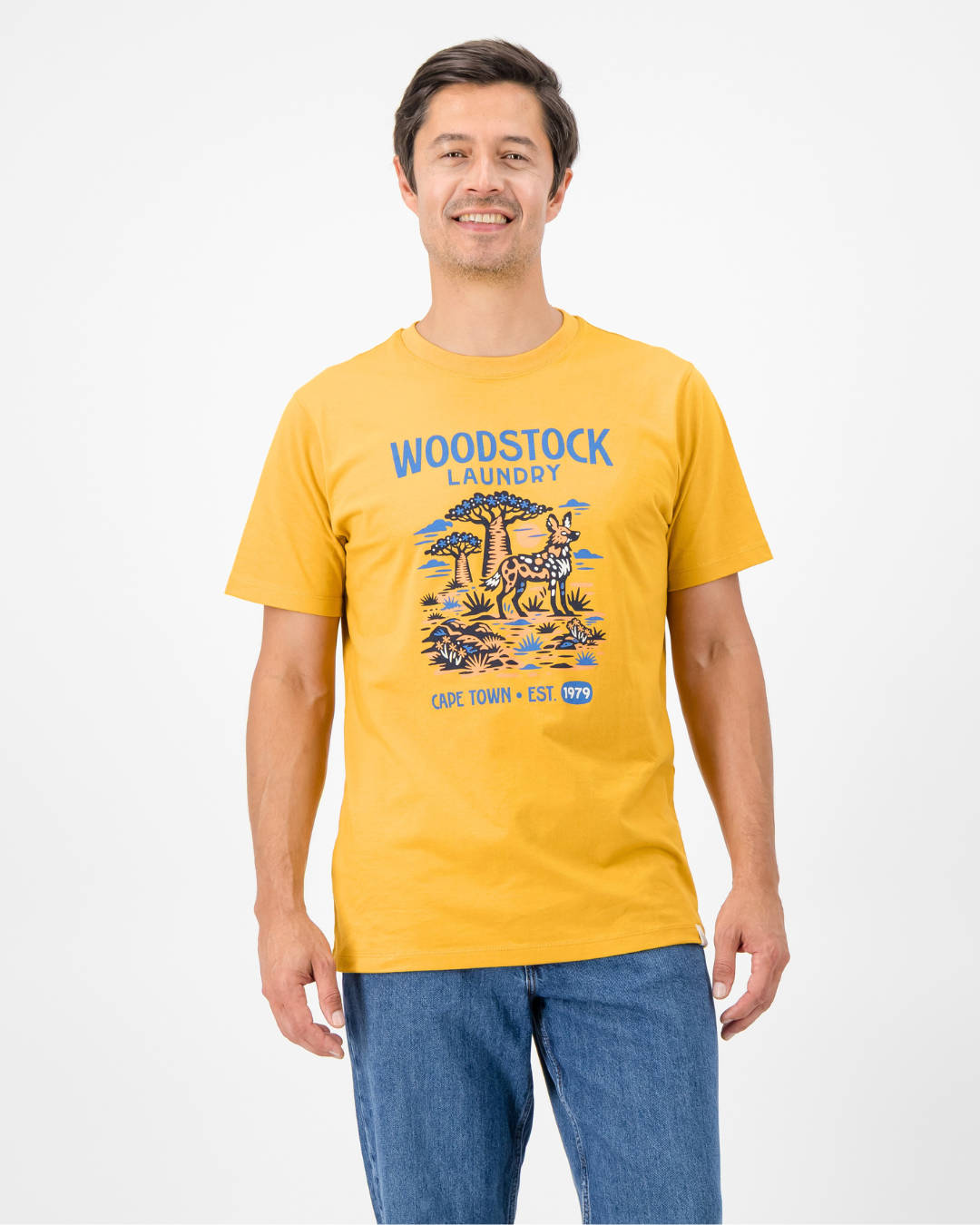 Mens T-Shirt - Wild Dog on Mustard