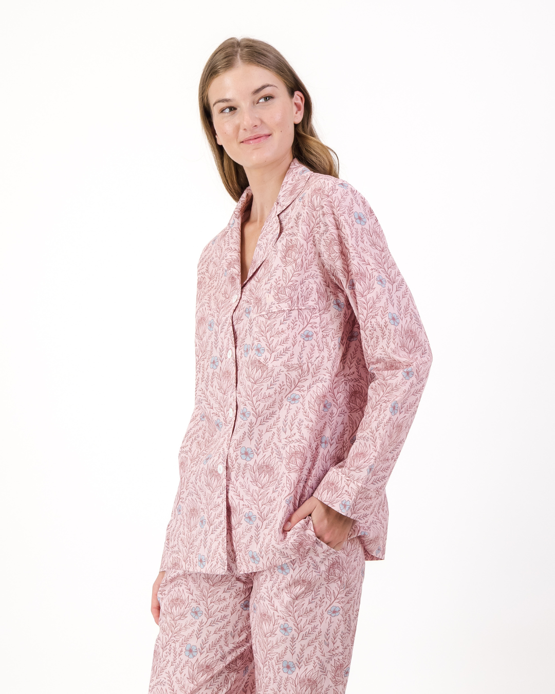 Womens Long Pyjamas - Proteas on Pink