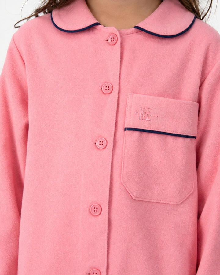 Girls Long Pyjamas - Plain Pink
