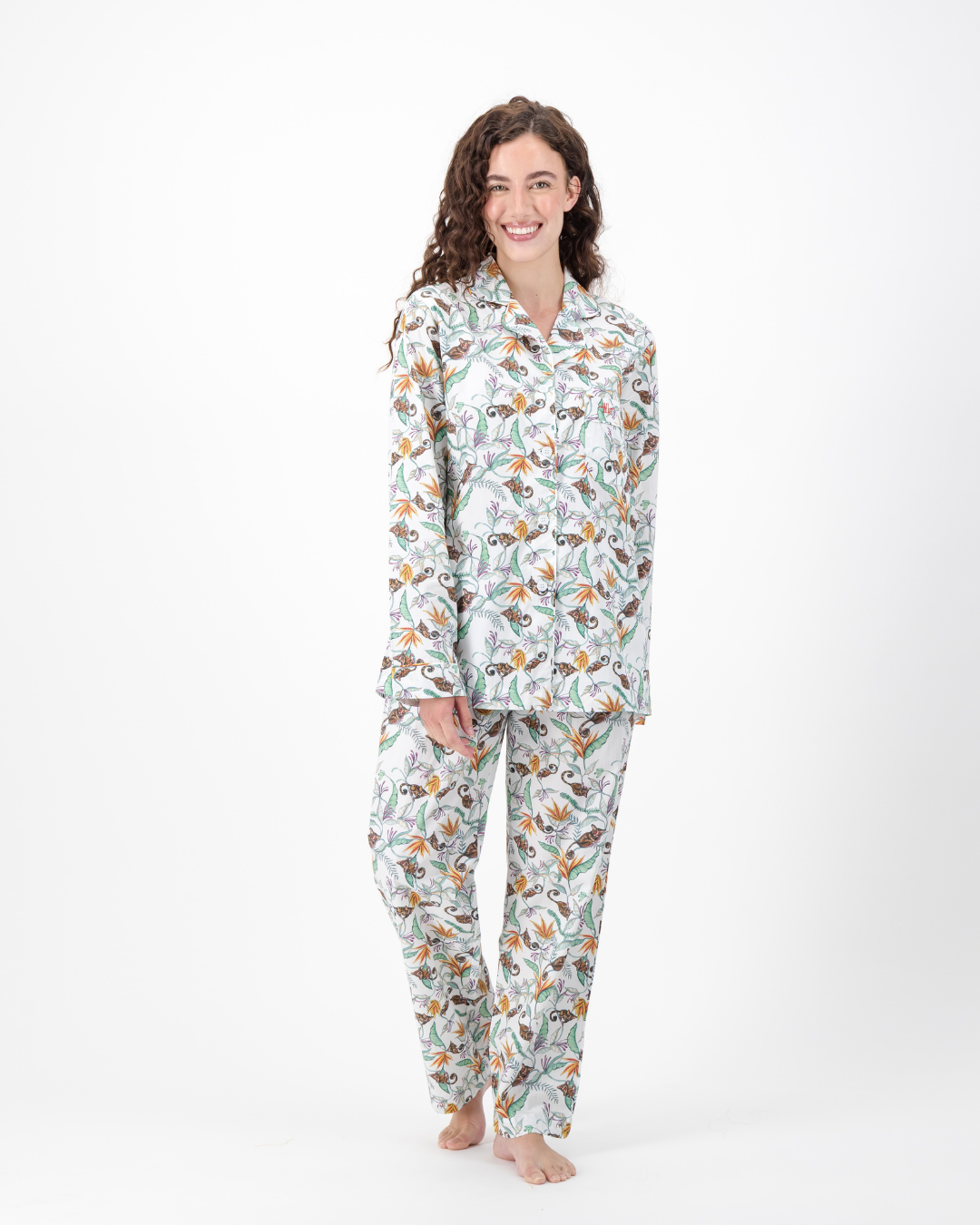Womens Long Pyjamas - Nag Apies on White
