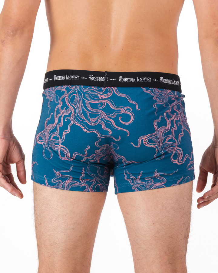 Mens Boxer Briefs - Pink Mini Octopus on Green