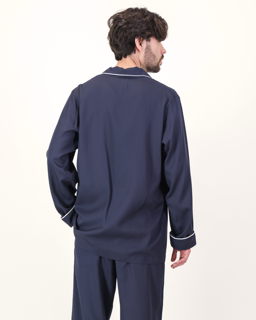 Mens Long Pyjamas - Tencel - Navy